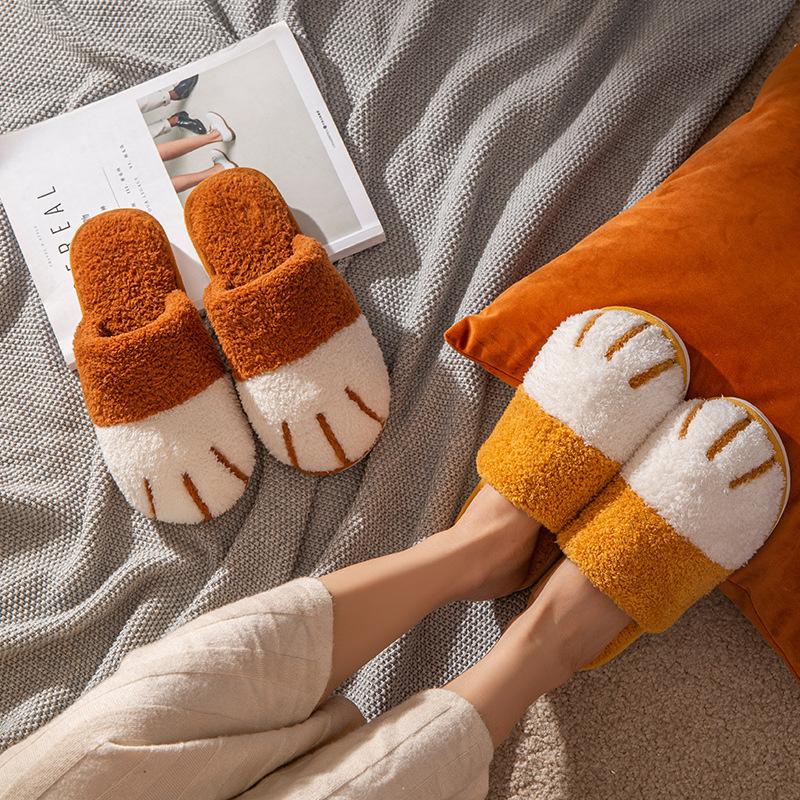Winter Cat Paw Cotton Slippers
