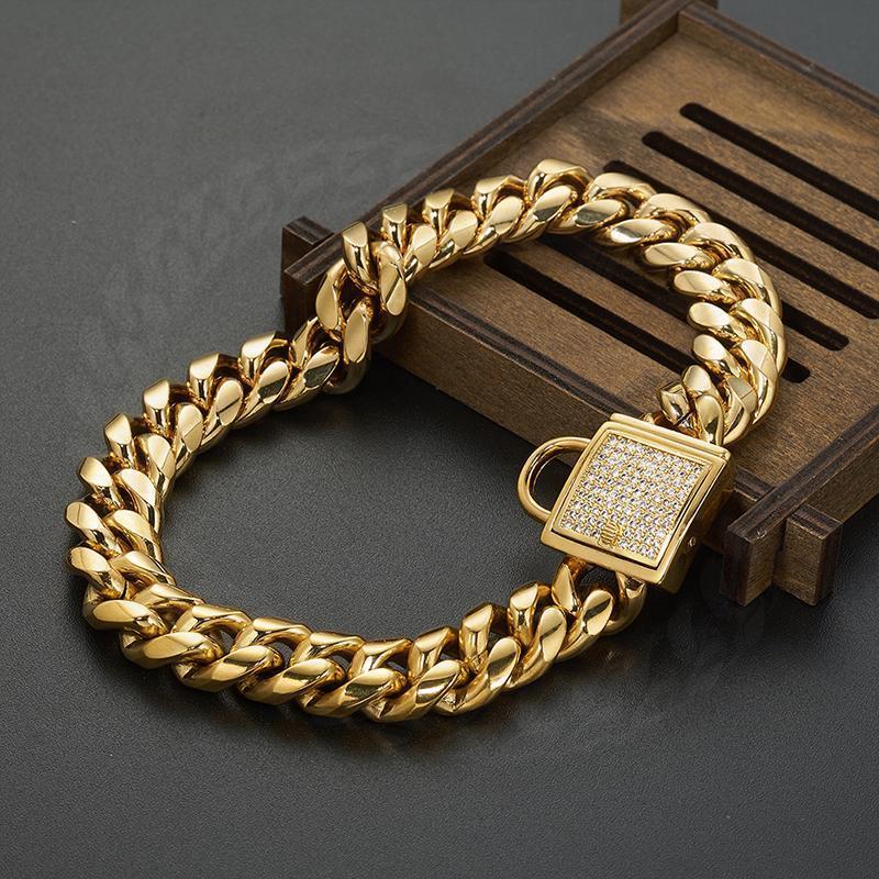 Zirconia Lock Buckle Dogs Chain Necklace