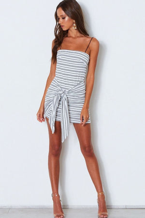 Best Knit Black And White Striped Casual Dress
