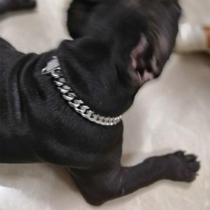 Zirconia Lock Buckle Dogs Chain Necklace
