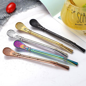 Coffee Spoon Stainless Steel Drinking Straw